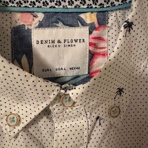 Denim & Flower Men's White Polka Dot Shirt